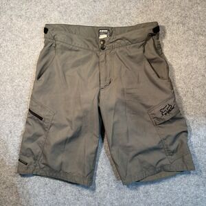 Fox Racing Shorts Mens 32 Gray Padded BMX Mountain Bike Moto Riding Cargo Shorts
